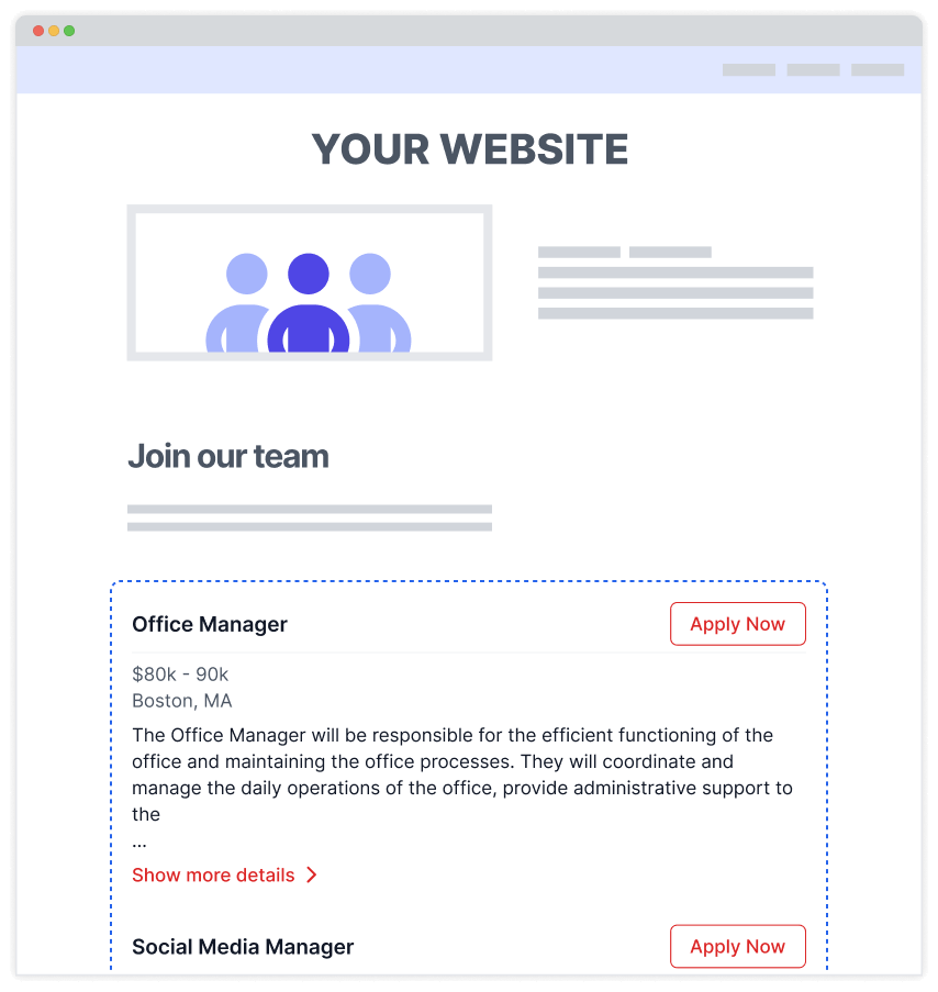 Dropboard shows jobs your website