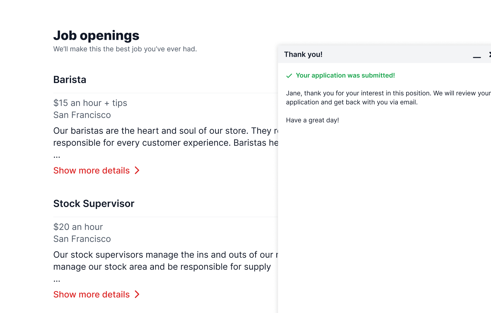 Thank you for submitting application screenshot