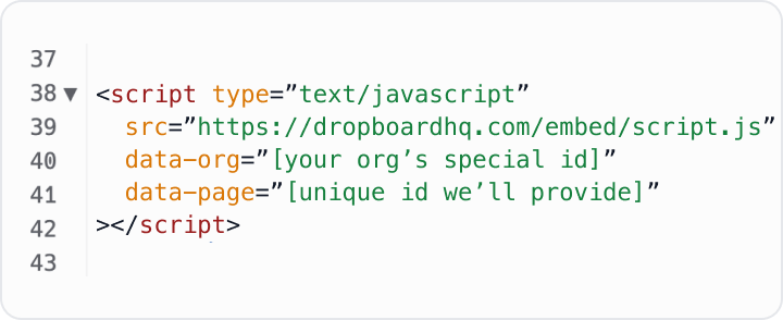 HTML script to embed Dropboard